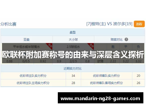 欧联杯附加赛称号的由来与深层含义探析